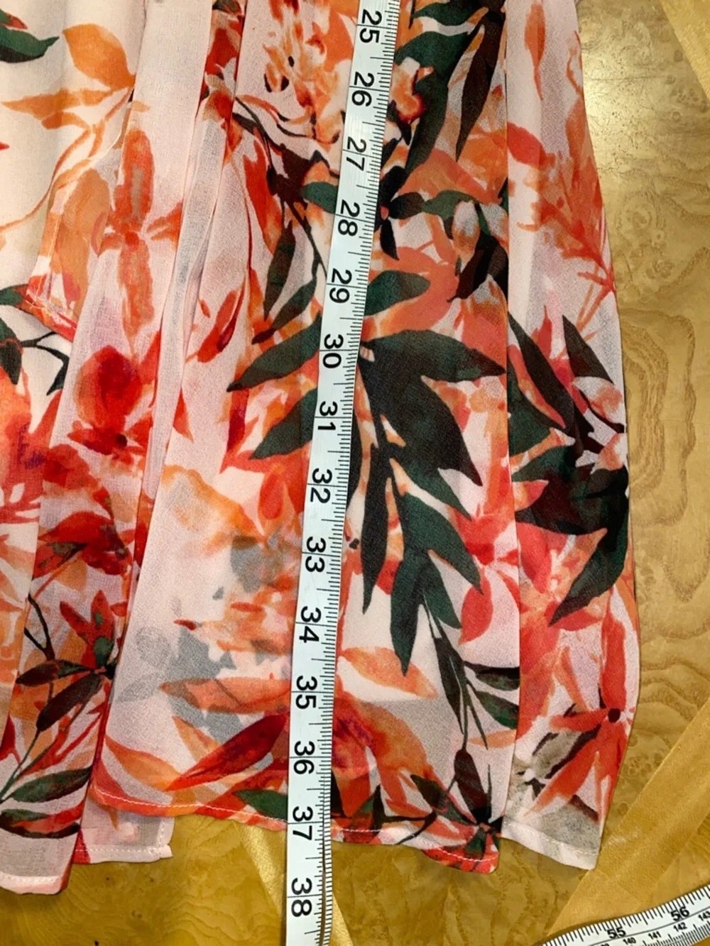 Calvin Klein Irmina Peach-Pink Floral Cold-Shoulder Belted Mini Dress Size 2 - Picture 14 of 16
